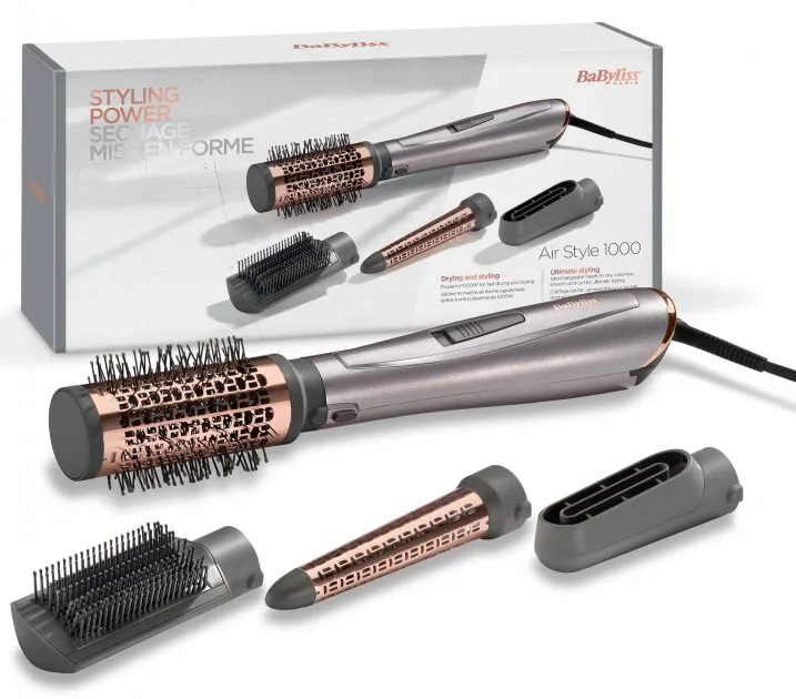 Фен-щітка BaByliss 1000 Вт іонізація холодний обдув кераміка сірий