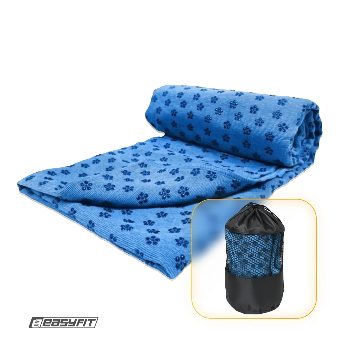 Полотенце для йоги EasyFit мікрофібра 183х63 см Синє
