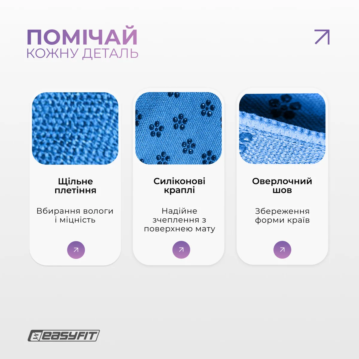 Полотенце для йоги EasyFit мікрофібра 183х63 см Синє