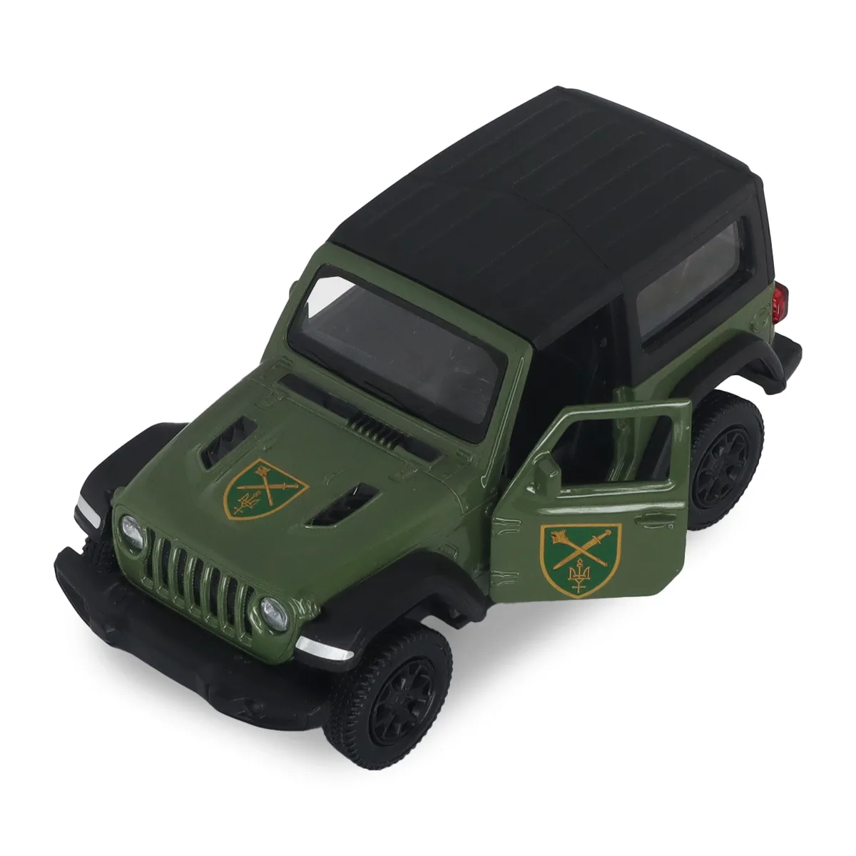 Автомодель TechnoDrive метал 12,4х5,7х5,7 см Шеврони Героїв Jeep Wrangler Rubicon