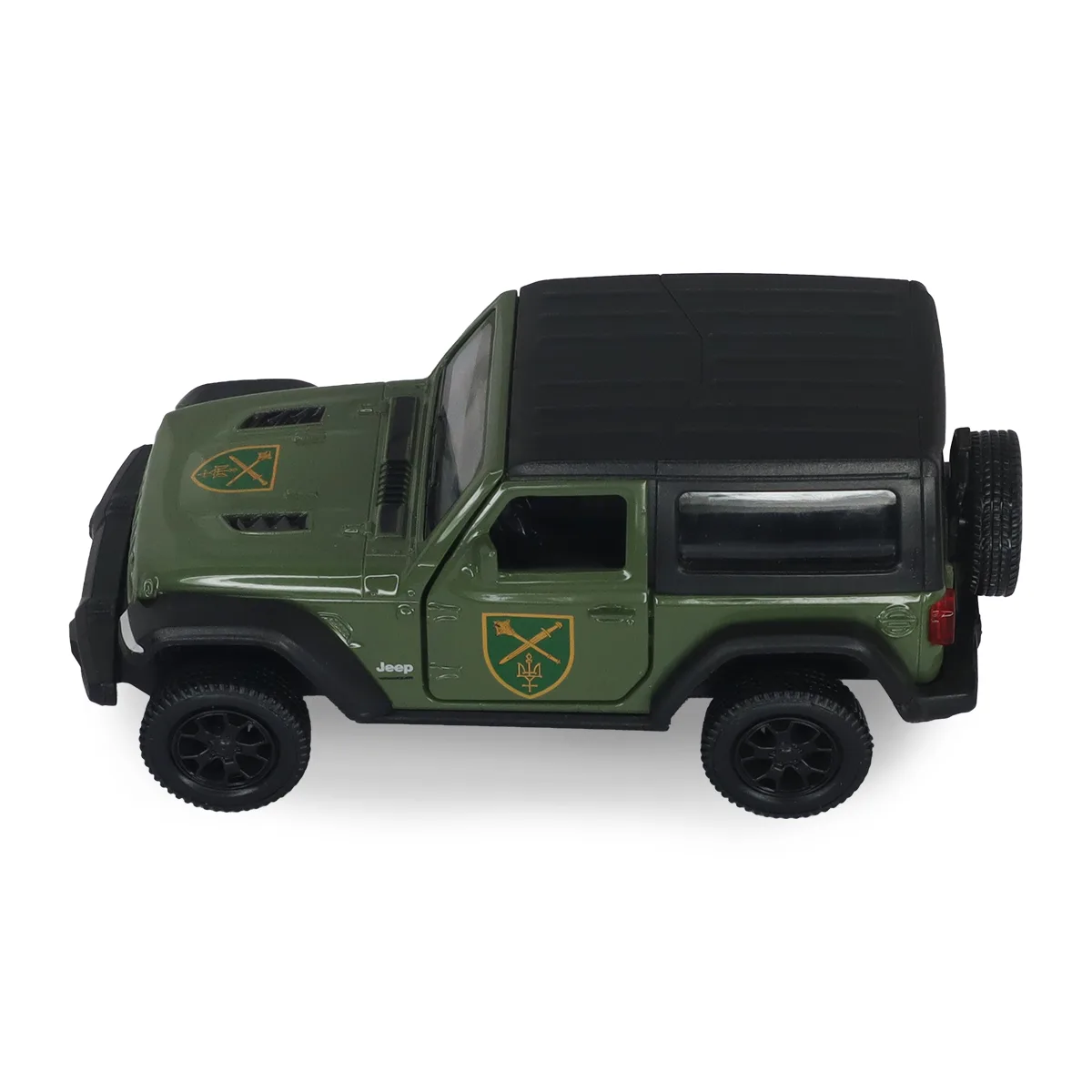 Автомодель TechnoDrive метал 12,4х5,7х5,7 см Шеврони Героїв Jeep Wrangler Rubicon