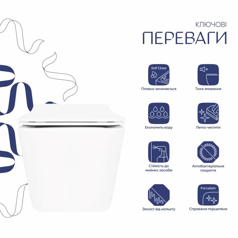 Унітаз підвісний безободковий Qtap Crow Soft-close кераміка 540х445х400 мм білий