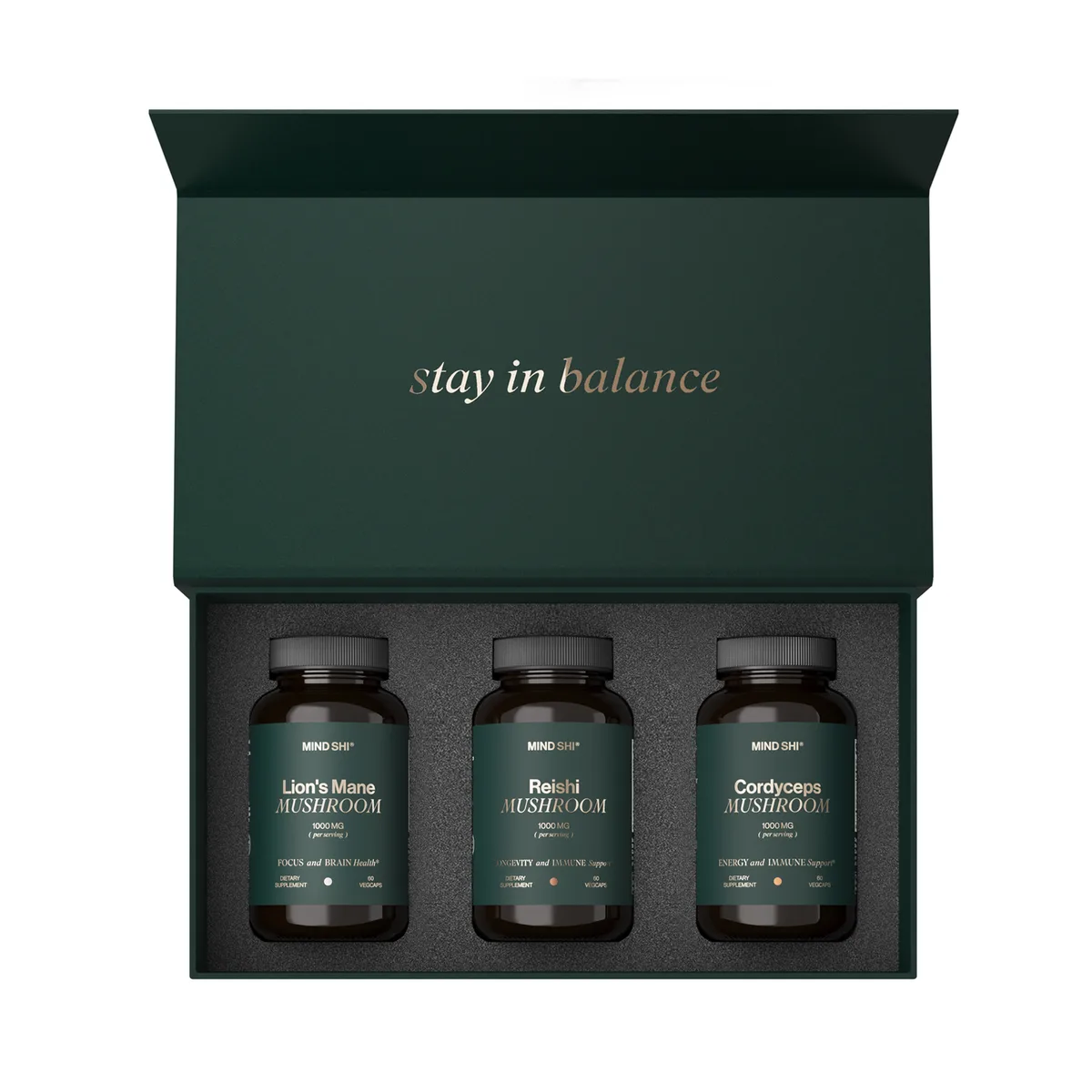 Mind Shi Mushroom Premium Box Грибы для поддержки ума и иммунитета 300 г Премиальная упаковка