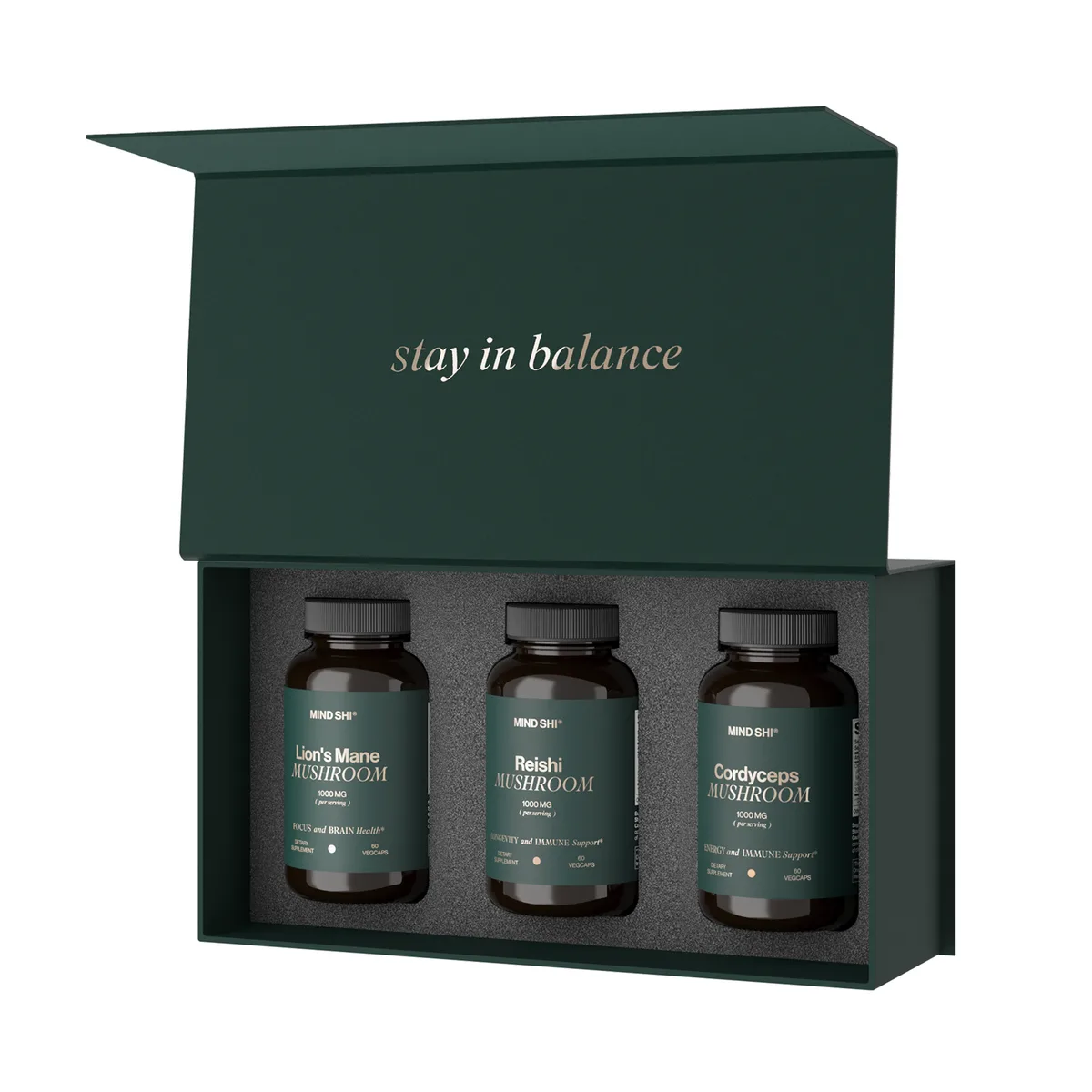 Mind Shi Mushroom Premium Box Грибы для поддержки ума и иммунитета 300 г Премиальная упаковка