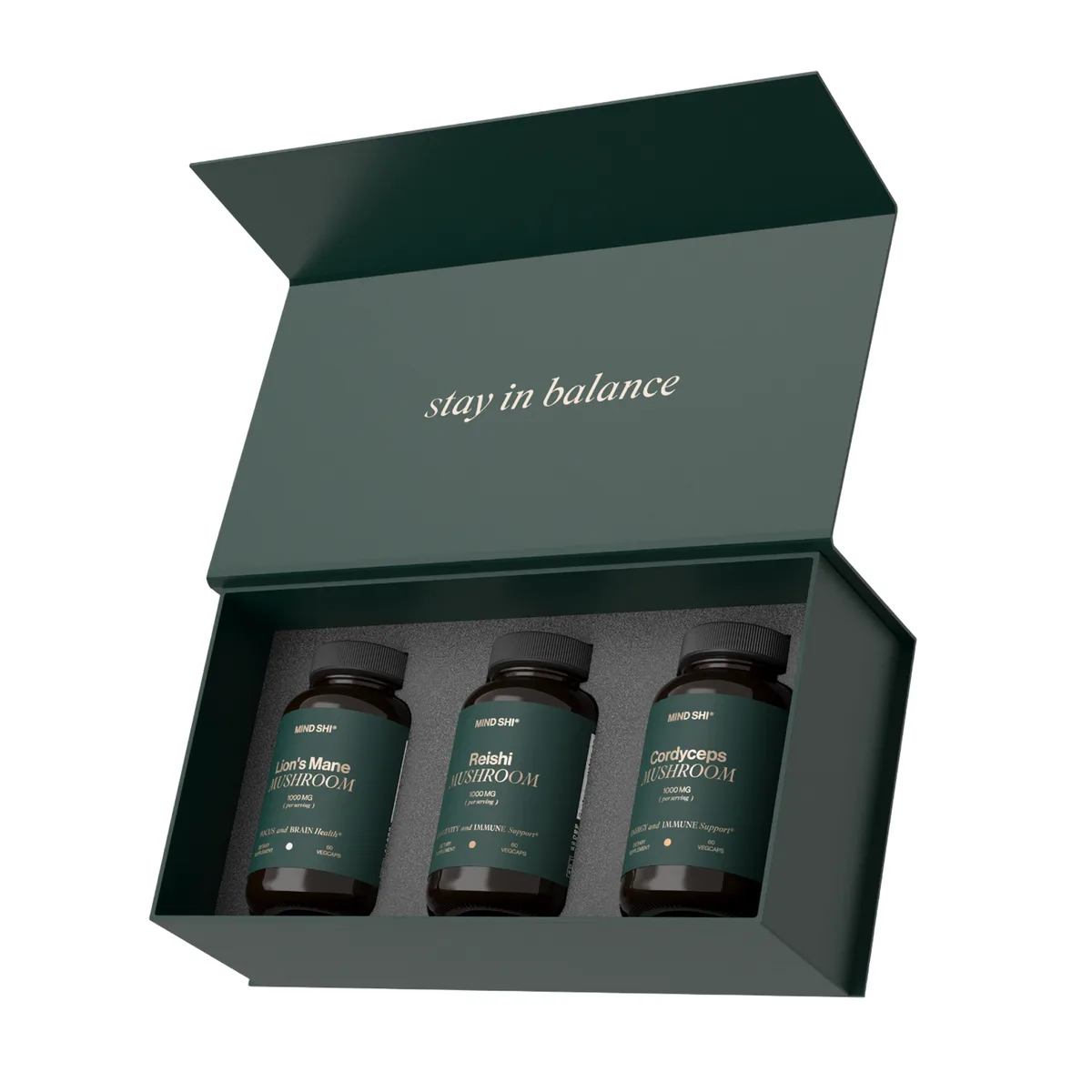 Mind Shi Mushroom Premium Box Грибы для поддержки ума и иммунитета 300 г Премиальная упаковка