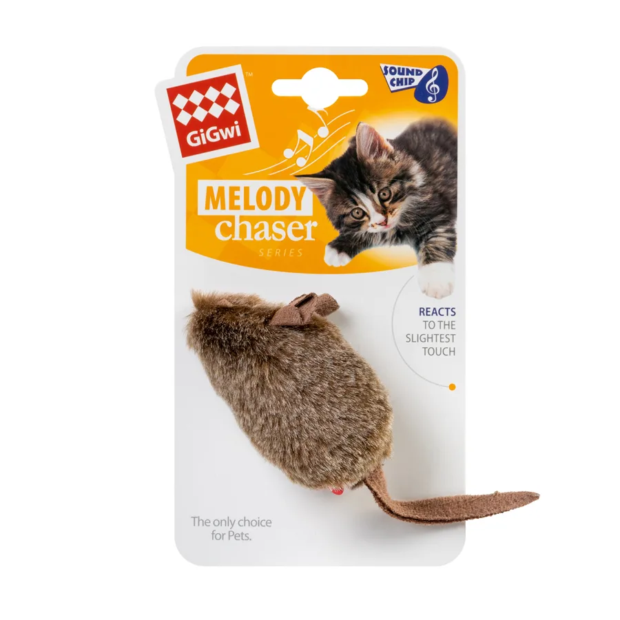 Іграшка для котів зі звуковим чіпом GiGwi Melody Chaser 15 см штучне хутро