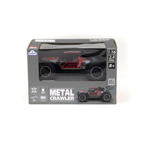 Радіокерована машинка Metal Crawler сіро-червоний 1:16 для дітей від 8 років на пульті керування.