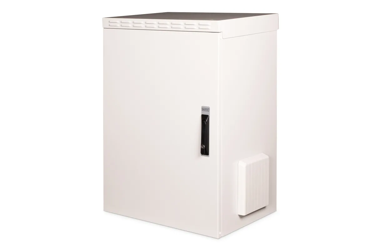 Шкаф DIGITUS 19", 16U, уличный, металлические двери, 600x450 мм, максимальная нагрузка 100 кг, IP55, серый.