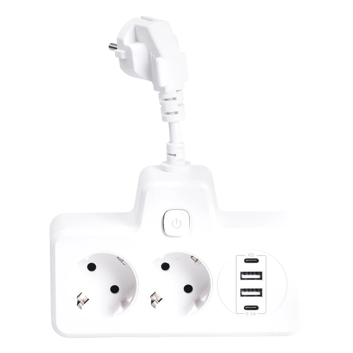 Сетевой фильтр 2 розетки 2 USB 2 Type-C белый АБС 0 08 м