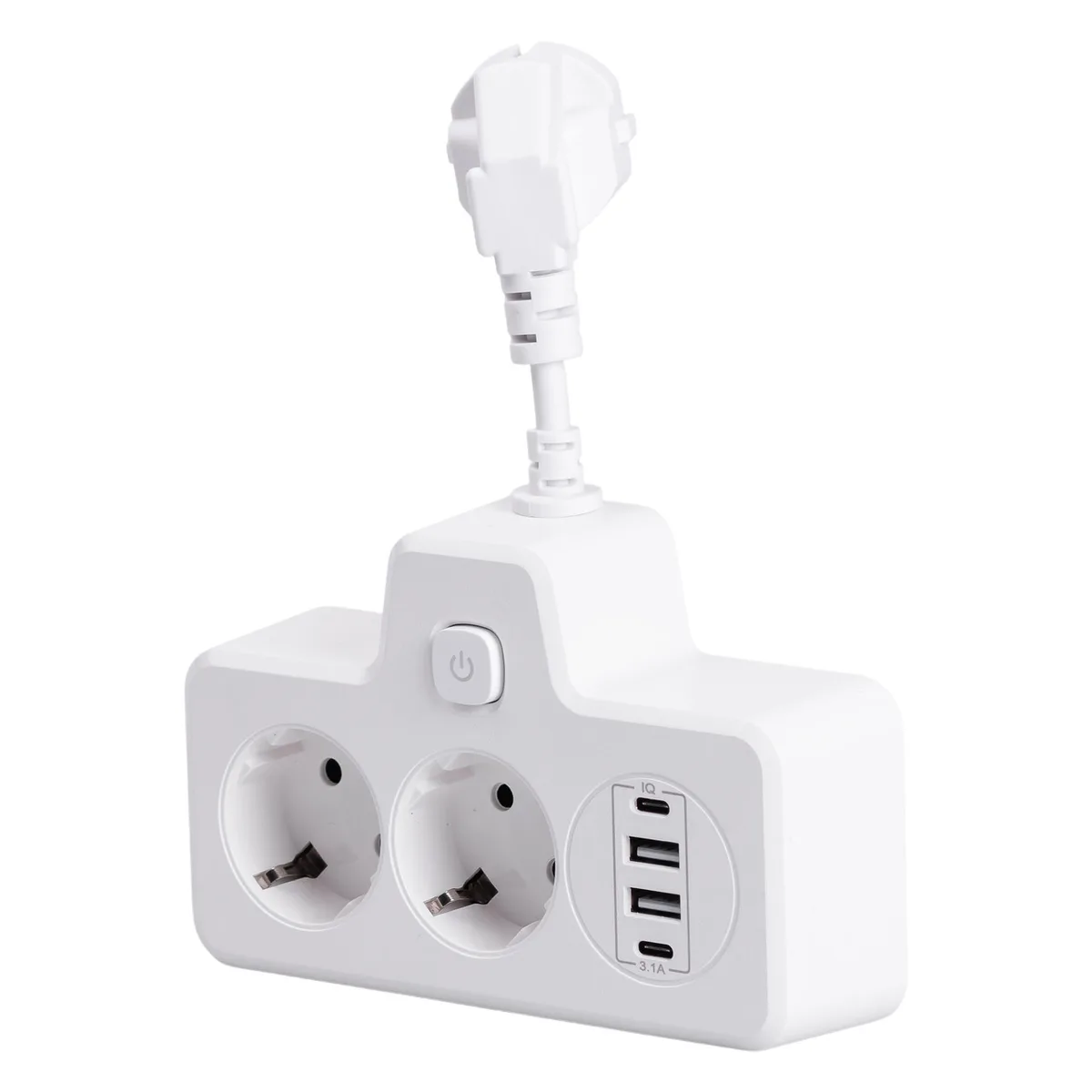 Сетевой фильтр 2 розетки 2 USB 2 Type-C белый АБС 0 08 м