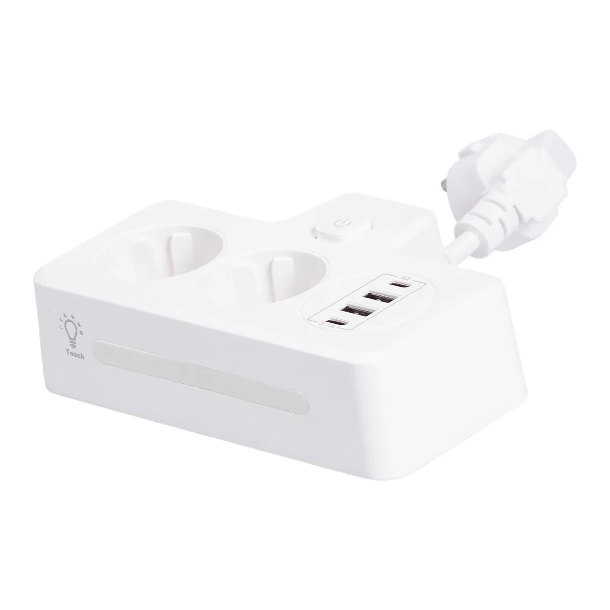 Сетевой фильтр 2 розетки 2 USB 2 Type-C белый АБС 0 08 м