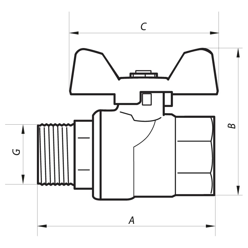 Кран шаровой NOLF латунь 1/2" стальной
