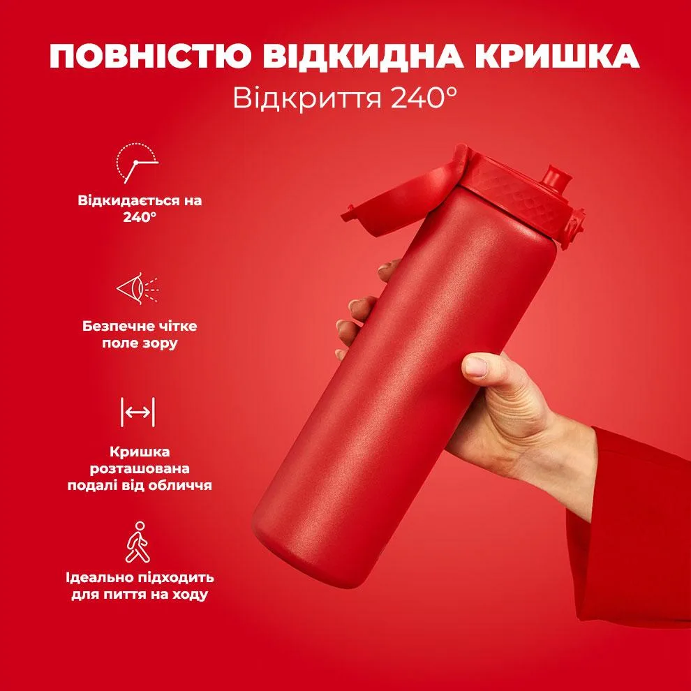 Пляшка для води ION8 нержавіюча сталь 920 мл червона вакуумна ізоляція
