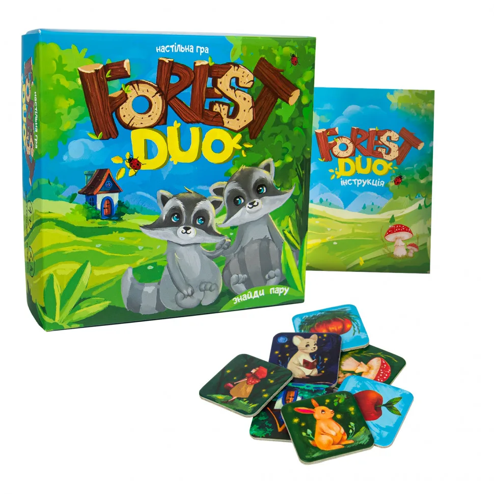 Настільна гра мемо Forest Duo 64 фішки для дітей від 4 років 19,5х19,5х6,5 см картонна