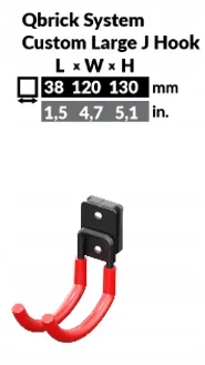 Тримач для інструментів Qbrick металевий великий J-подібний 38x120x130 мм червоний