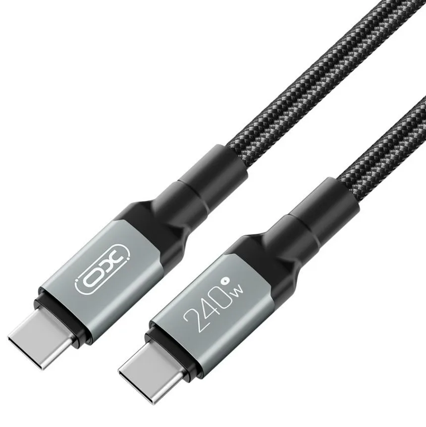 Кабель XO Type-C до Type-C 240W 2м Чорний