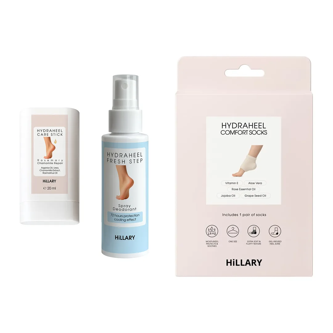 Набір для потрісканих п’ят із розмарином та ромашкою Hillary HydraHeel Repair & Comfort Set