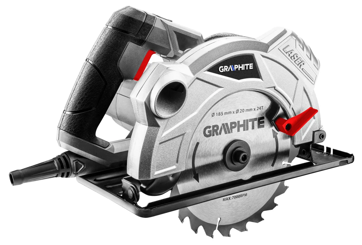 Дискова пила Graphite 1500Вт 185мм для дерева та металу ручна електрична з можливістю різання під кутом