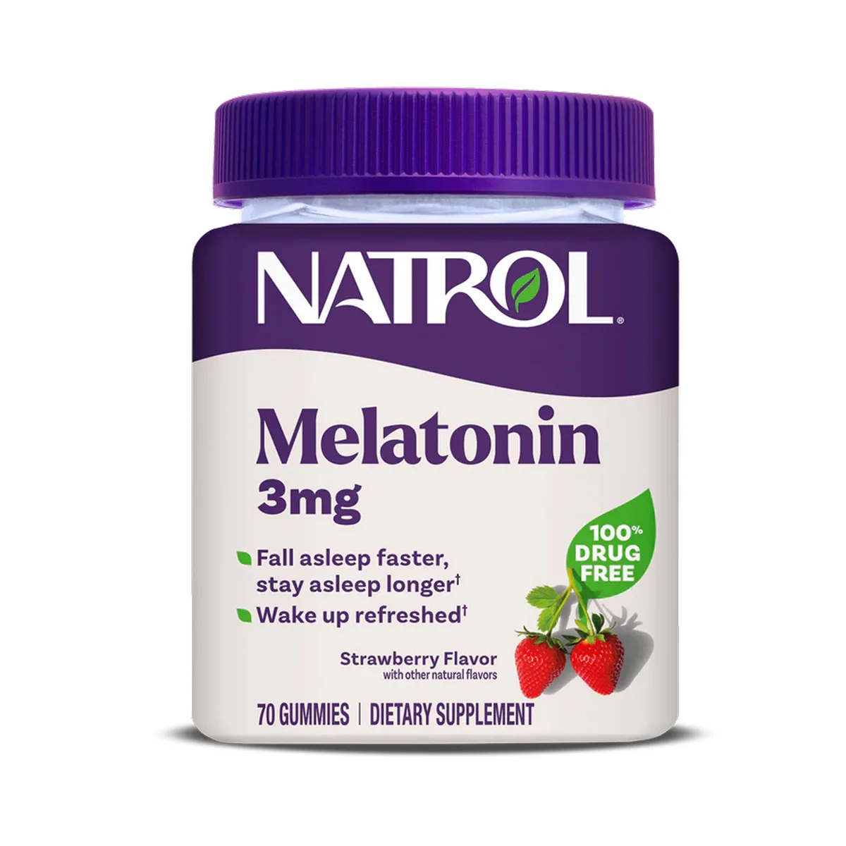 Мелатонін Natrol жувальні цукерки 3 мг 70 шт клубничного смаку вегетаріанські без глютену