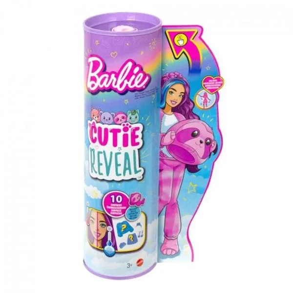 Лялька Barbie 29 см різнокольорова з лінивцем 10 сюрпризів