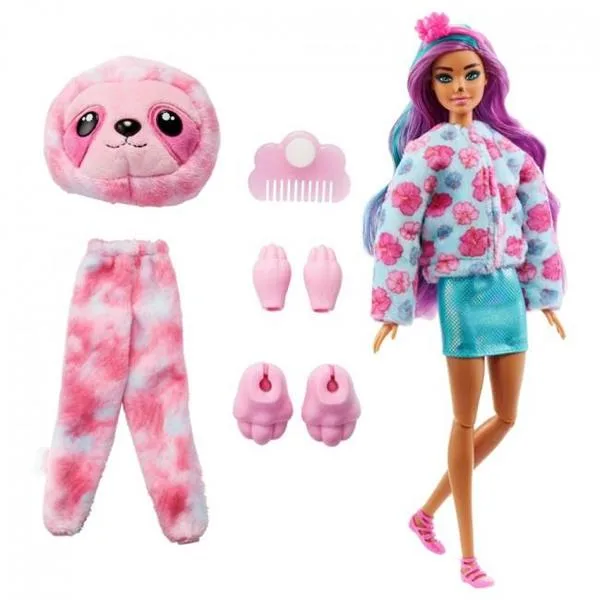 Лялька Barbie 29 см різнокольорова з лінивцем 10 сюрпризів