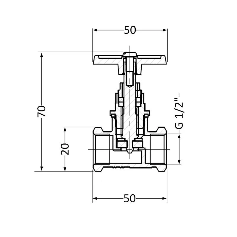 Запорный вентиль 1/2" ВВ золотник для воды латунный Thermo Alliance