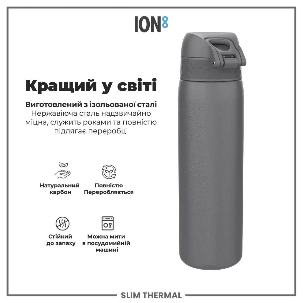 Пляшка для води ION8 нержавіюча сталь 500 мл сірий