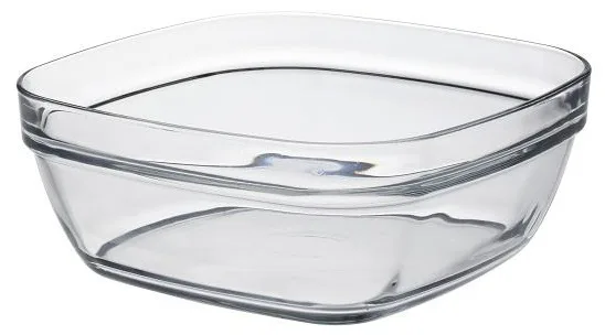 Скляний салатник Duralex Lys Carre, 610 мл, 14x14 см, прозорий.