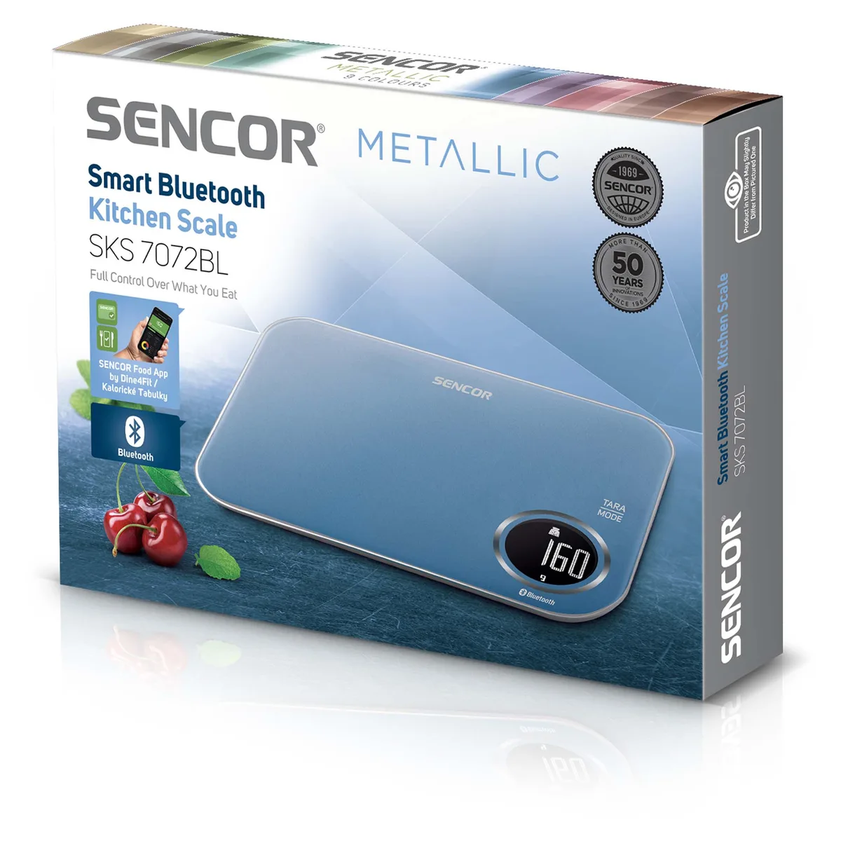 Кухонні ваги Sencor пластик 5 кг сині підключення до смартфону