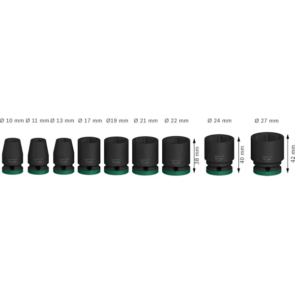 Набір ударних торцевих головок Bosch Professional Standart 1/2" 9шт