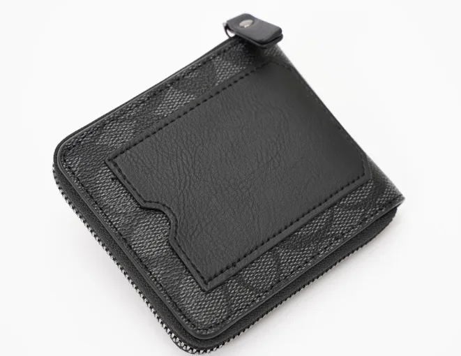 Чоловічий гаманець портмоне Coach екошкіра 11х11 см чорний