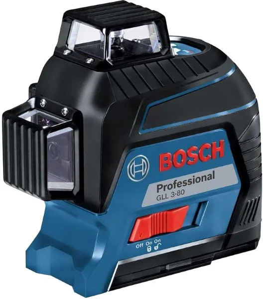 Лазерний нивелір Bosch Professional GLL 3-80 до 30м ±0.3мм/м червоний промінь з приймачем на 120м, вага 0.82кг.
