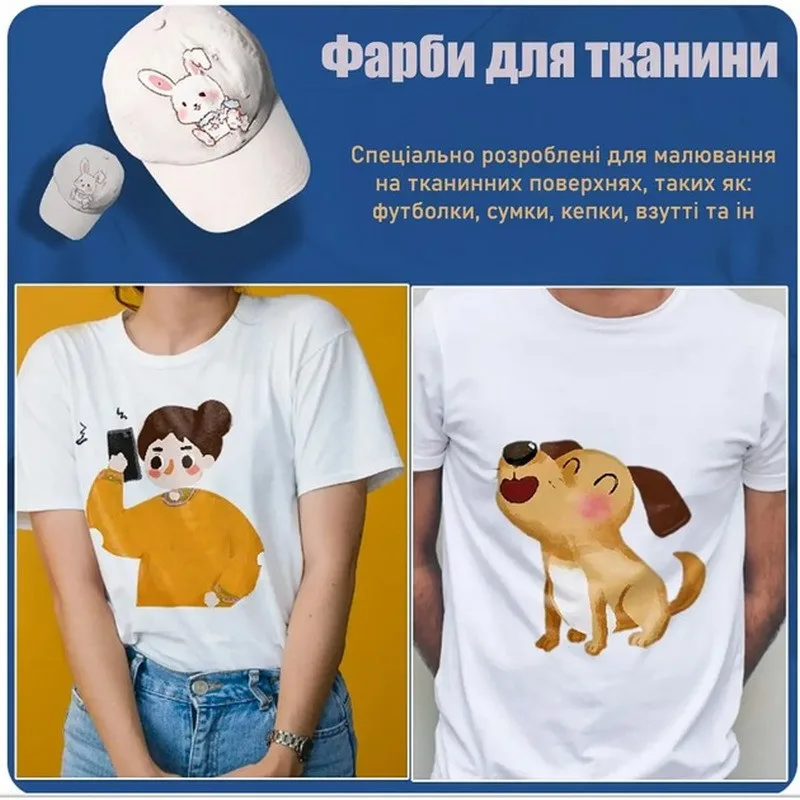 Набір акрилових фарб для текстилю 12 кольорів 12 мл комбінований 26х2х10,5 см