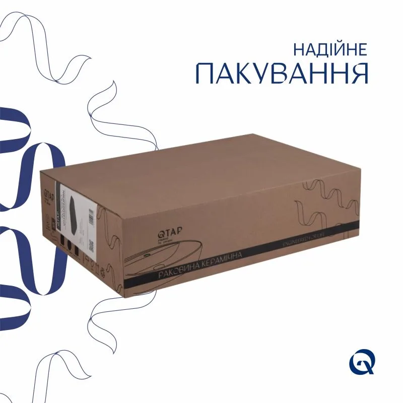 Раковина накладна Qtap Scorpio 550x390 мм кераміка матова чорна з донним клапаном PU03