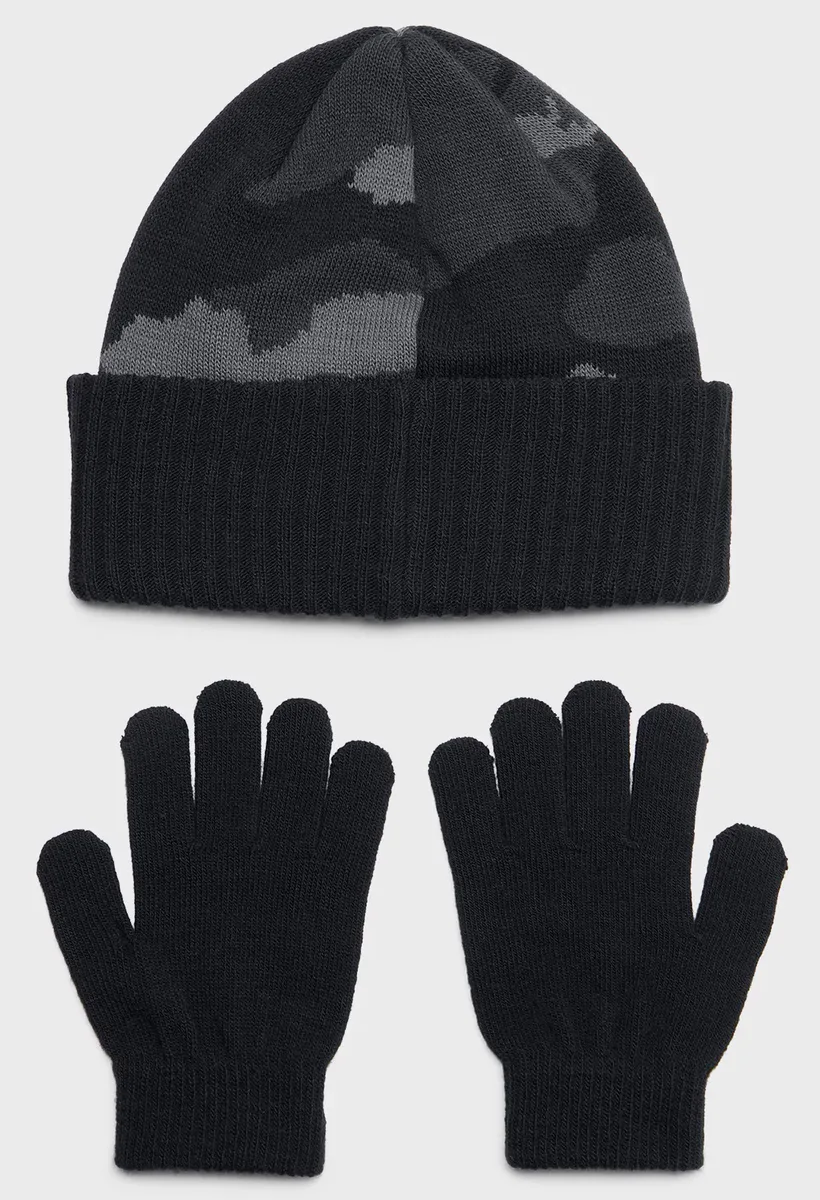 Шапка и рукавички Under Armour 100% акрил OFSM черный серый дети