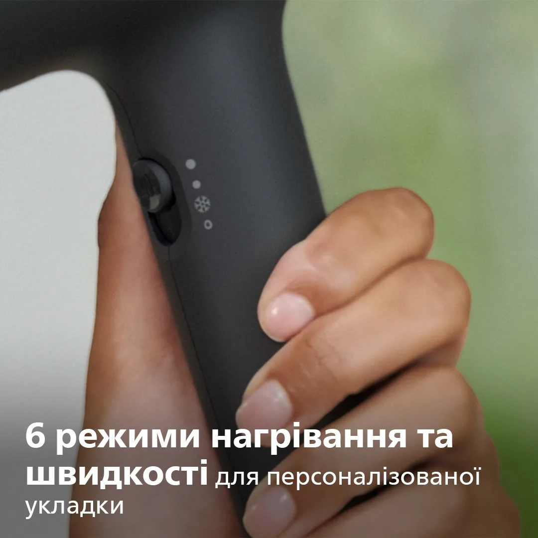 Фен Philips 2100 Вт 6 швидкостей 6 температур чорний рожевий