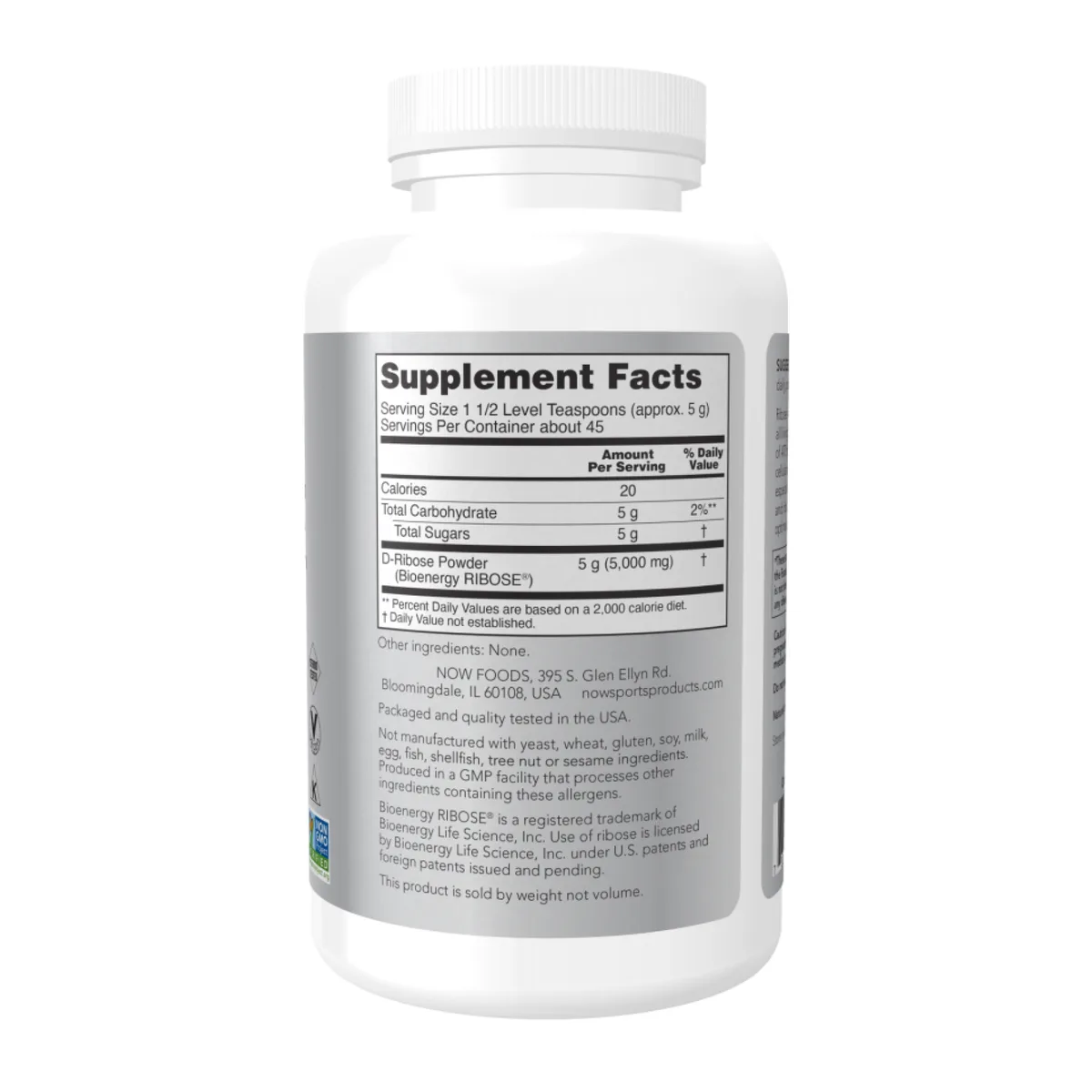 D-Ribose Powder Now Foods Харчова добавка 227 г Веганська