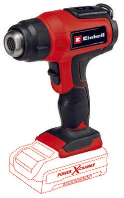 Акумуляторний будівельний фен Einhell TE-HA 18LI-Solo, 200 л/хв, температура 350-550°C, вага 1.04 кг, без батареї та зарядного при