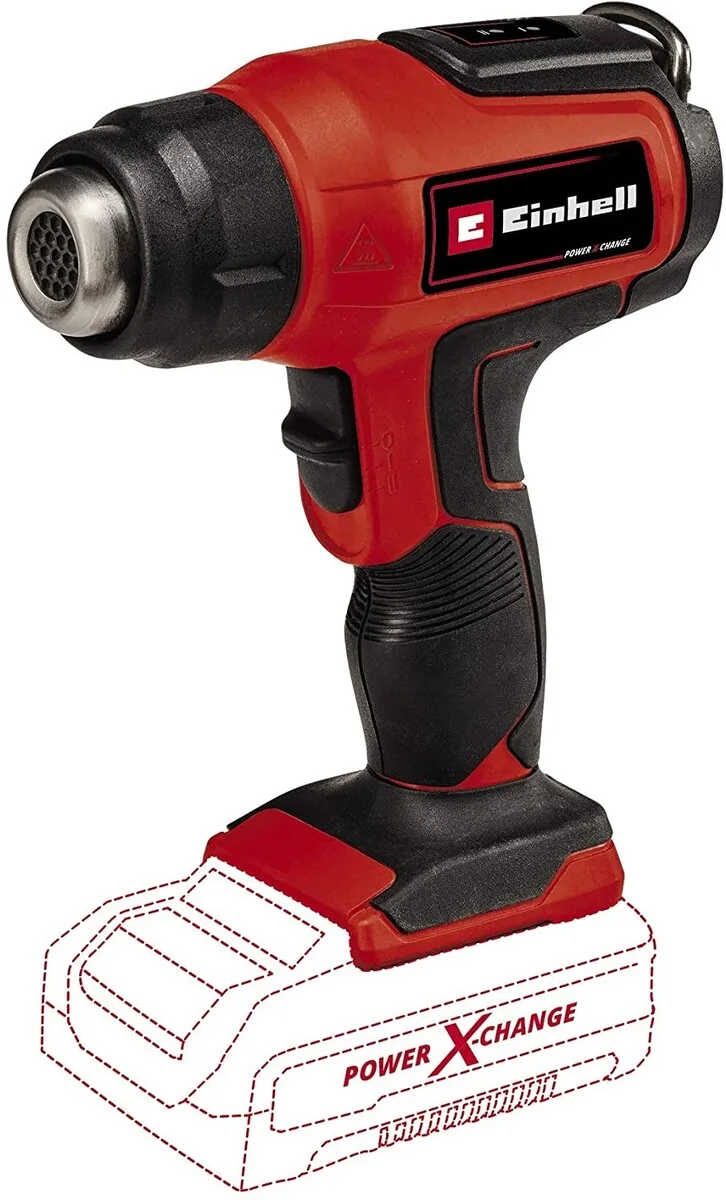 Акумуляторний будівельний фен Einhell TE-HA 18LI-Solo, 200 л/хв, температура 350-550°C, вага 1.04 кг, без батареї та зарядного при