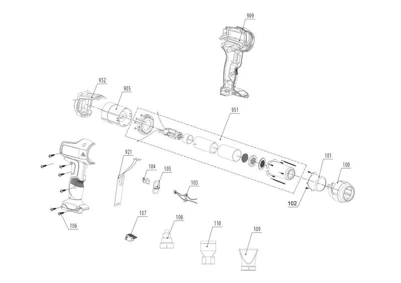 Акумуляторний будівельний фен Einhell TE-HA 18LI-Solo, 200 л/хв, температура 350-550°C, вага 1.04 кг, без батареї та зарядного при