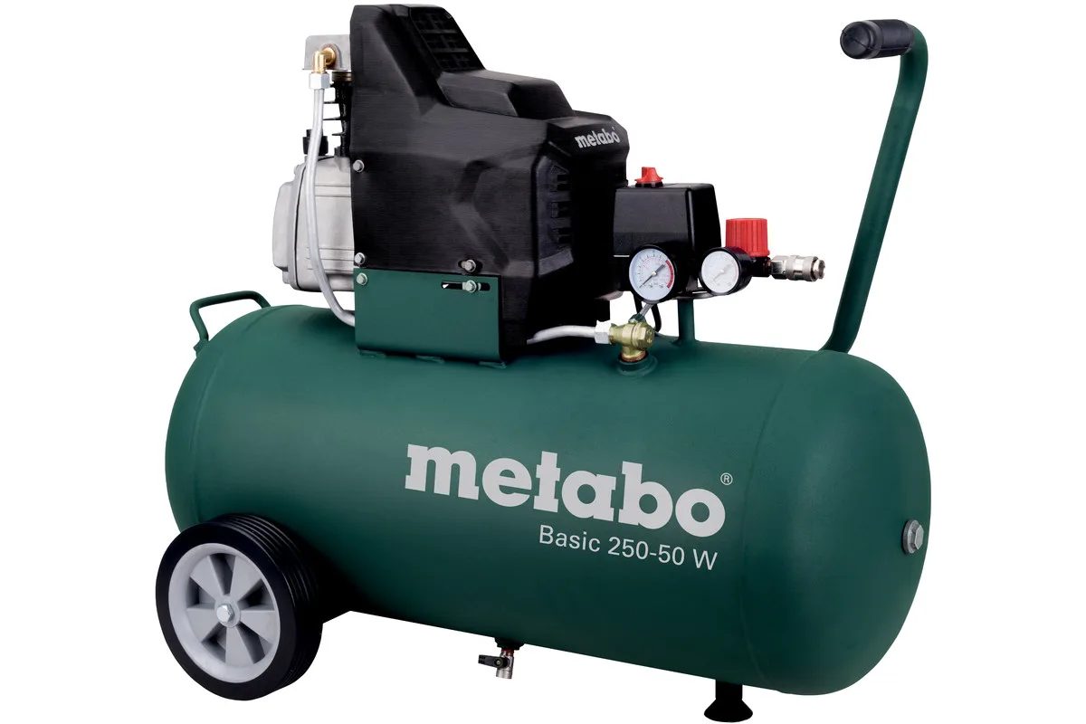 Компресор повітряний Metabo Basic 1500Вт 50л 110л/хв 8бар поршневий масляний для професійного використання компресорний агрегат