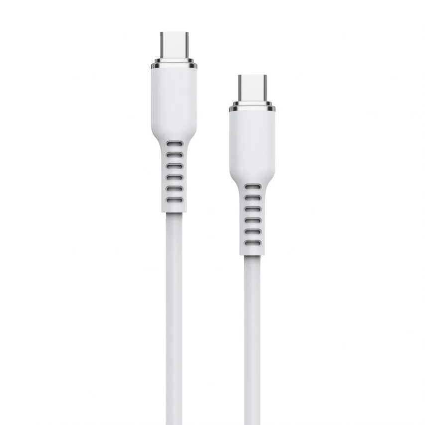Кабель USB Type-C до Type-C 1м 60W білий силіконовий WALKER