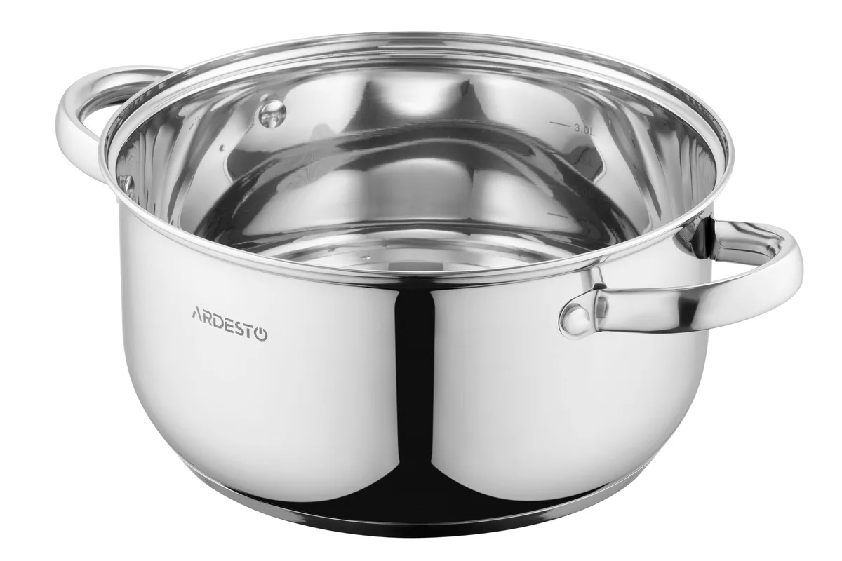 Каструля з прозорою кришкою ARDESTO Gemini Gourmet Aosta, об'ємом 3.8 л, з нержавіючої сталі.