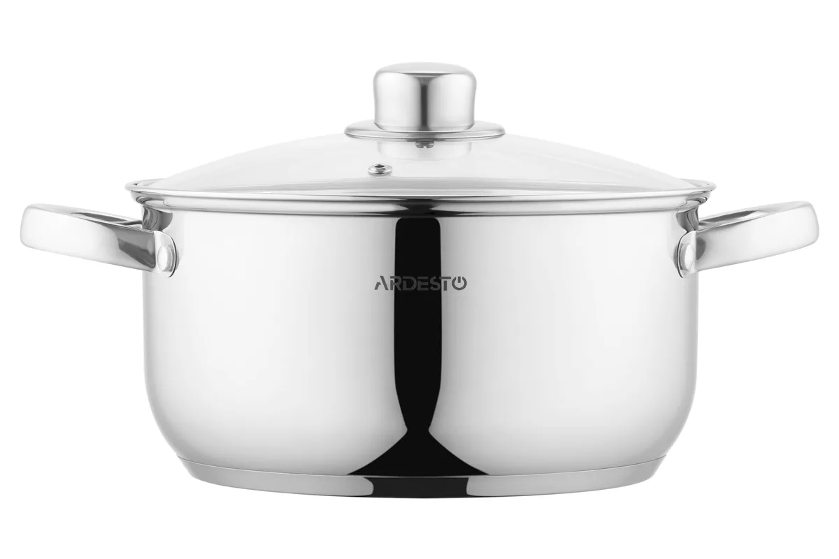 Каструля з прозорою кришкою ARDESTO Gemini Gourmet Aosta, об'ємом 3.8 л, з нержавіючої сталі.