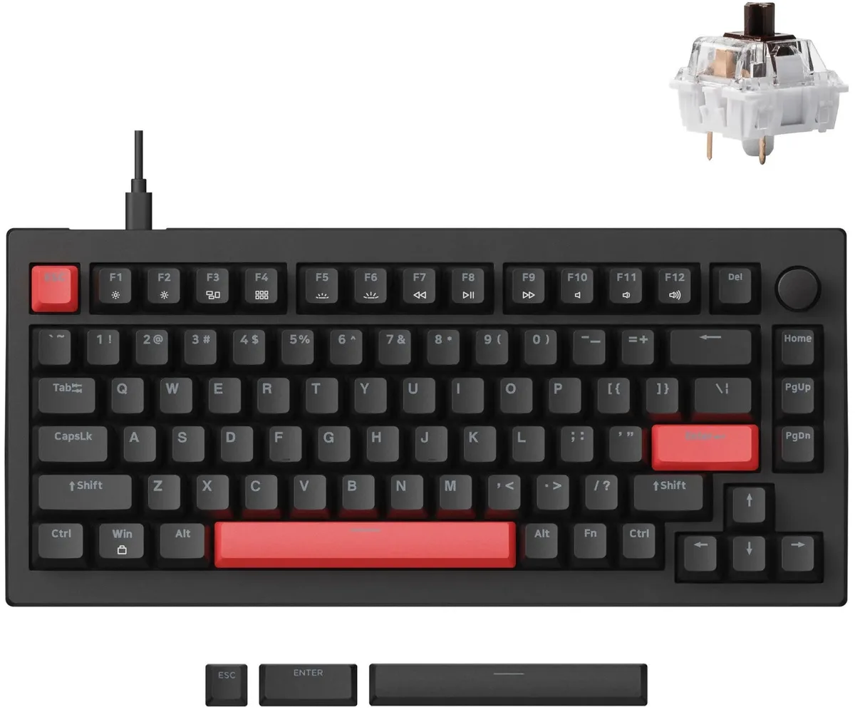 Клавіатура механічна Lemokey X4 84Key, Keychron Brown, USB-A, QMK/VIA, Hot-Swap, EN/UKR, RGB, чорний