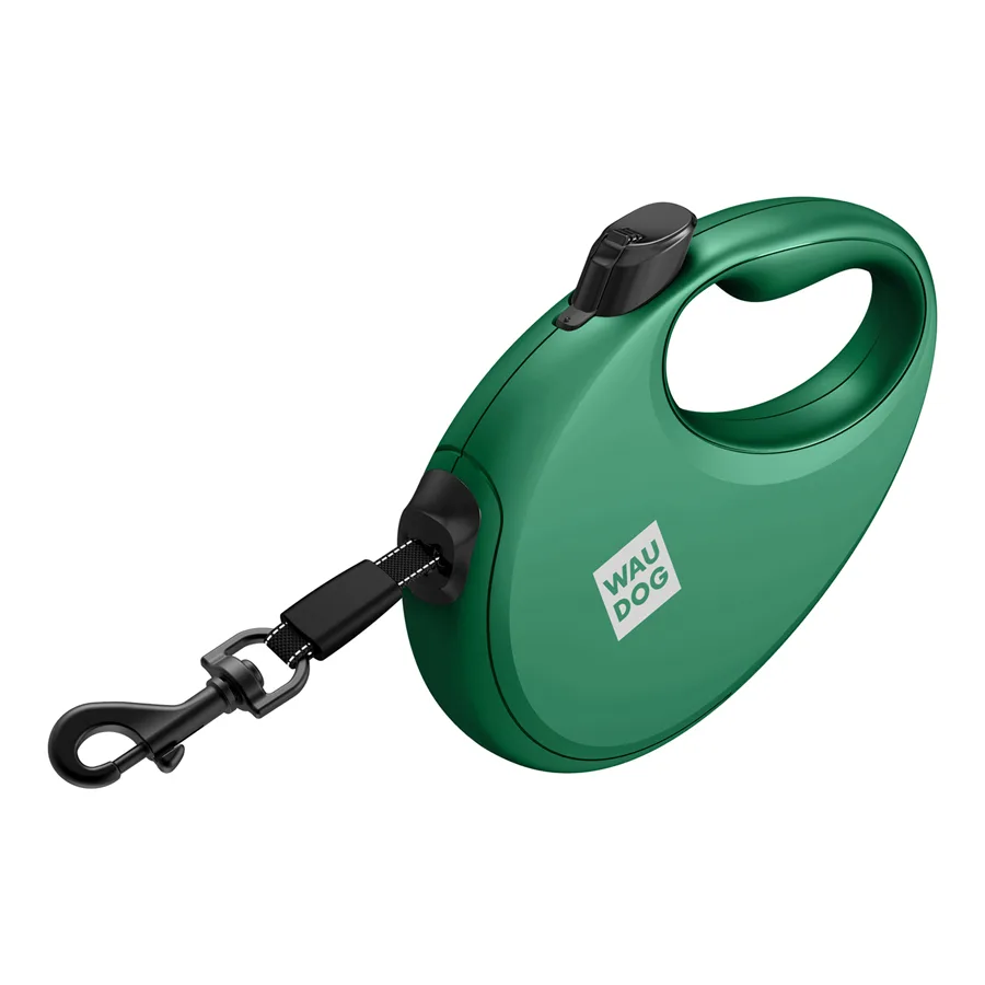 Повідець-рулетка WAUDOG R-leash L 500 см пластик зелений з контейнером для пакетів