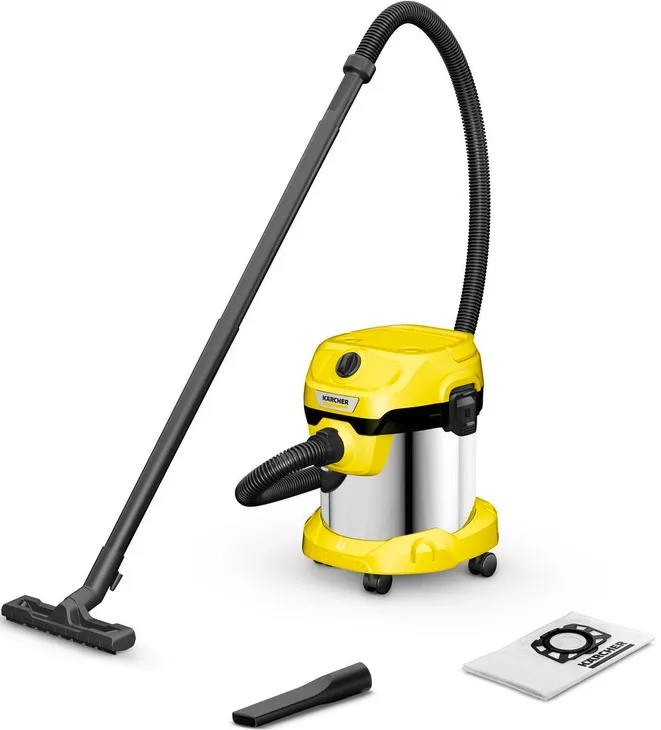Професійний пилосос Karcher WD 2 PLUS S, потужність 1000 Вт, об'єм контейнера 15 л, вага 4.52 кг.