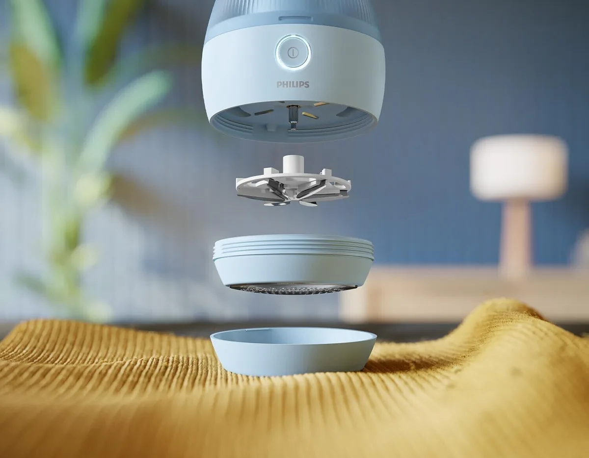 Машинка для удаления катышек Philips с большой площадью лезвий, 90 минут автономной работы на одном заряде, USB-зарядка, голубого цвета
