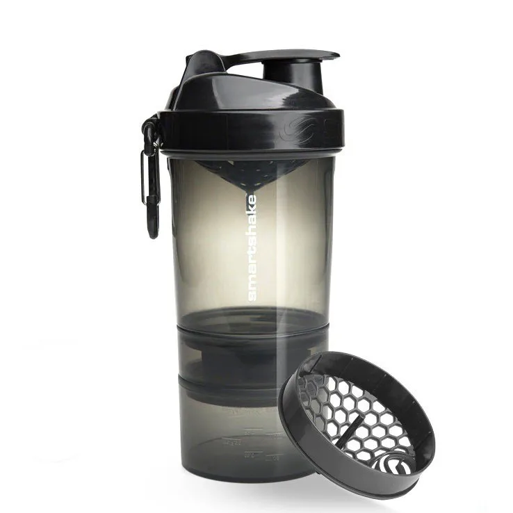 Шейкер спортивний SmartShake пластик 600 мл чорний 3 відсіки