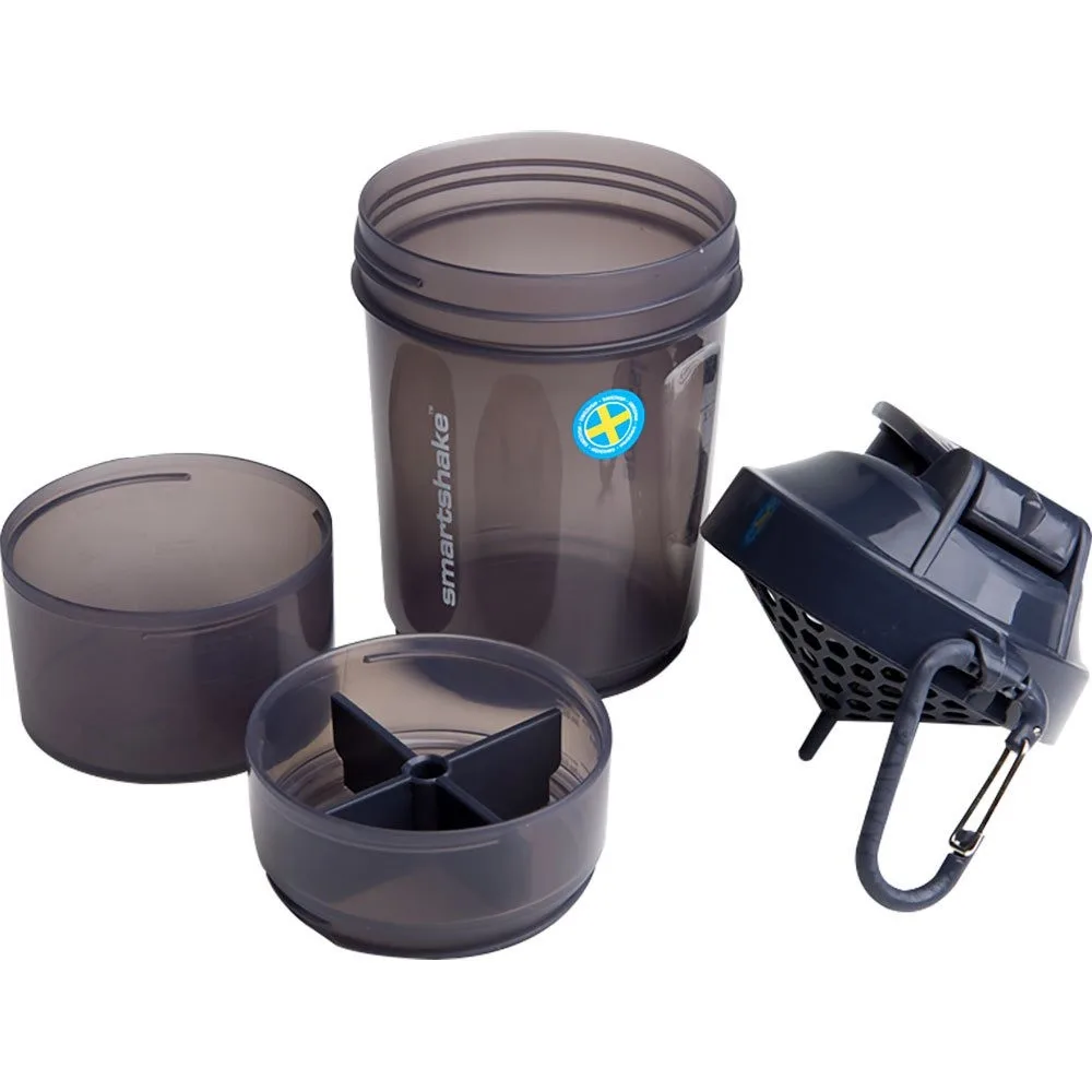 Шейкер спортивний SmartShake пластик 600 мл чорний 3 відсіки